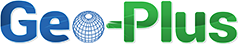 O logotipo da empresa Geo-Plus, uma mistura das duas cores verde e azul, representa a mistura do céu e da terra...